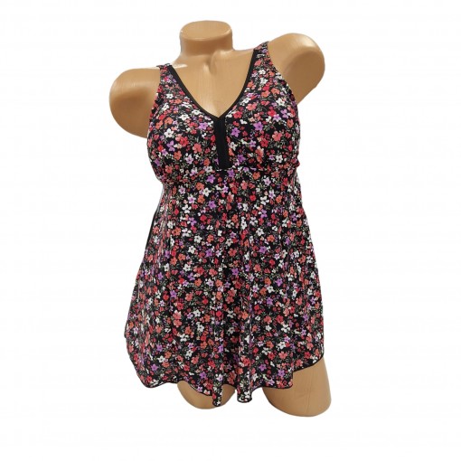 Costum de baie Marina flower color, imprimeu, 2 piese, rochita cu slip