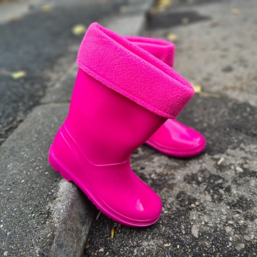 Cizme cauciuc Mara roz, blanita detasabila, iarna/vara