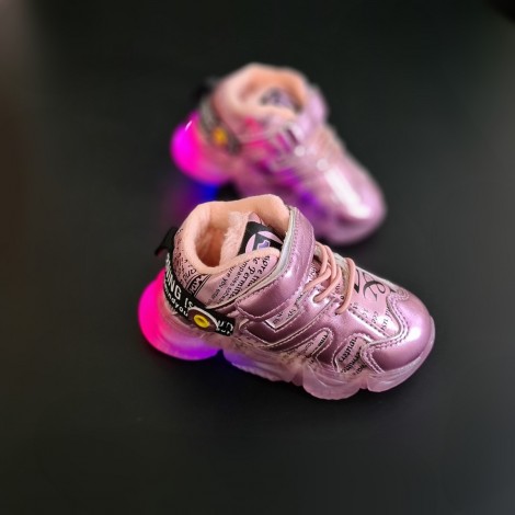 Pantofi Sport cu luminite Relly roz imblaniti