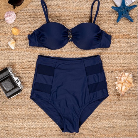 Costum de baie Zina, bleumarin, 2 piese