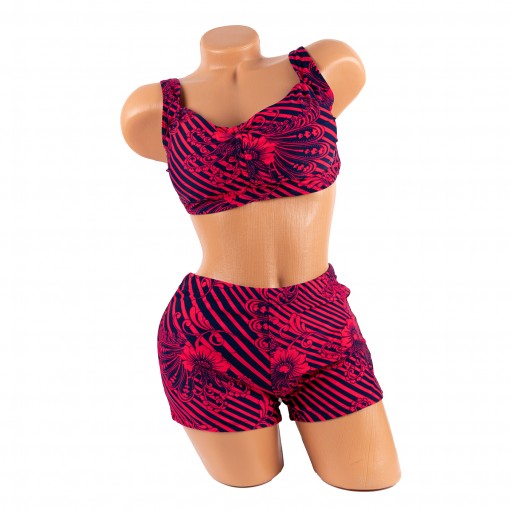 Costum de baie Cecelia red, 2 piese, boxeri