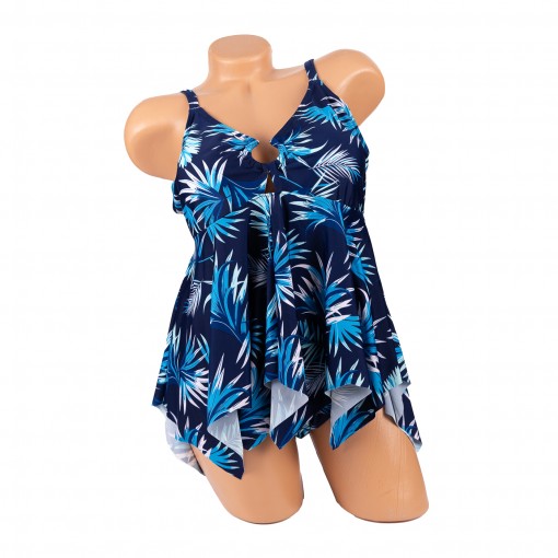 Costum de baie Elise, albastru, 2 piese, rochita cu slip