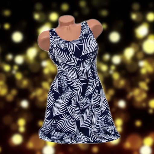 Costum de baie Sorina, imprimeu, 2 piese, rochita cu slip