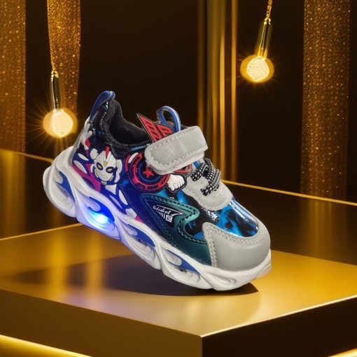 Pantofi scoala Sport cu luminite Robostar alb, mrt24