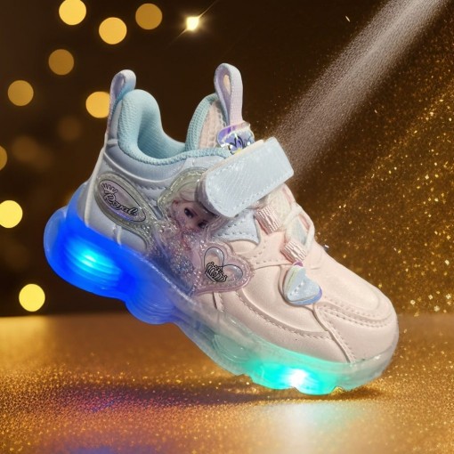 Pantofi scoala Sport cu luminite Royal pink, mrt24